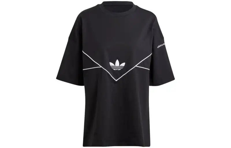 Adidas Originals T Shirts Women's Black Crew Neck Moderate Straight Fit
