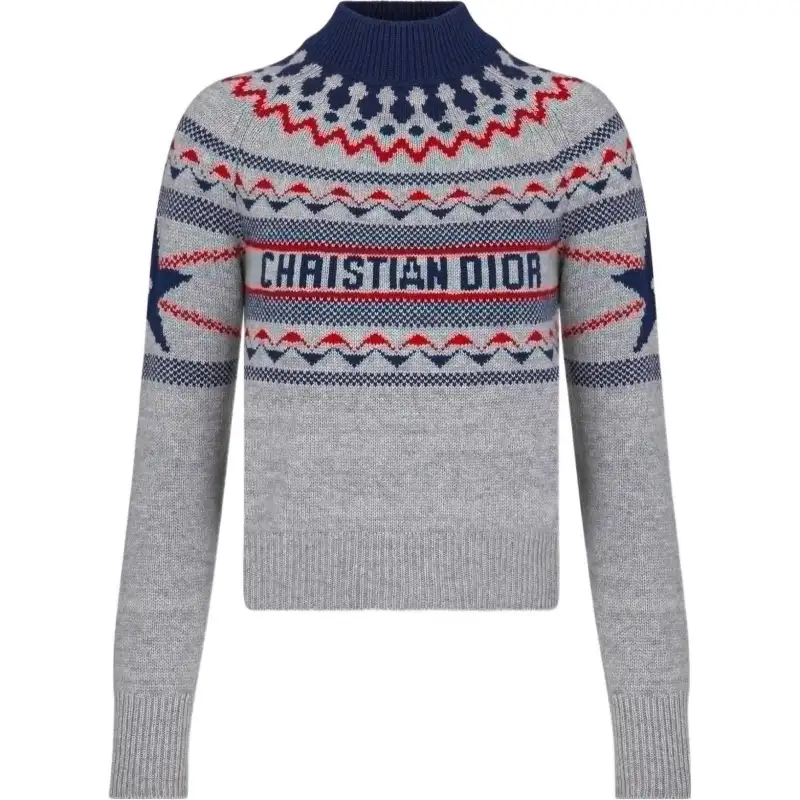 DIOR Cashmere Sweaters Women's Gray Turtleneck Moderate