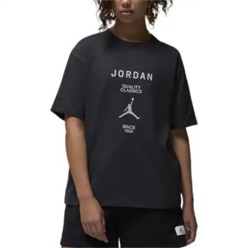 Jordan T Shirts Women's Black Crew Neck Moderate Straight Fit