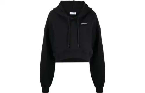 OFF-WHITE logo-print cropped hoodie