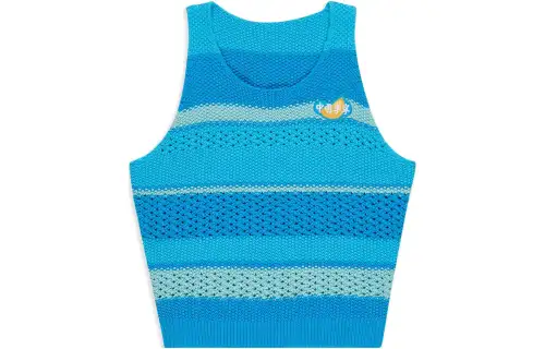 Li Ning Knitwear Women's Blue Stripes Crew Neck Moderate Other