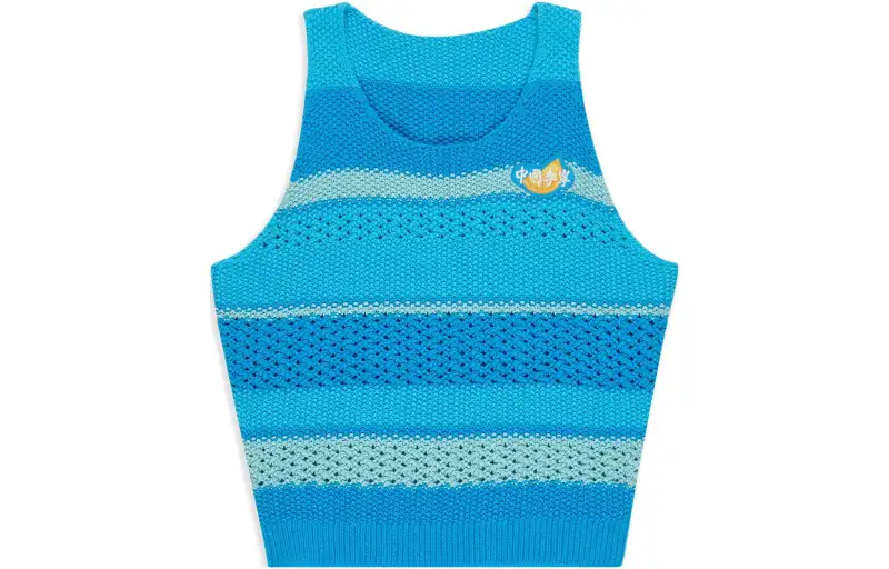 Li Ning Knitwear Women's Blue Stripes Crew Neck Moderate Other