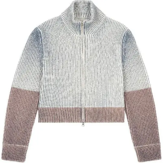 MM6 Maison Margiela High Neck Zipped Knit Cardigan