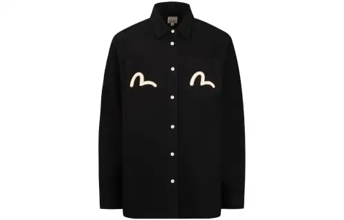 EVISU Shirts Women's Black Lapel Moderate Shirt