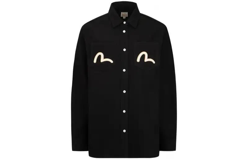 EVISU Shirts Women's Black Lapel Moderate Shirt