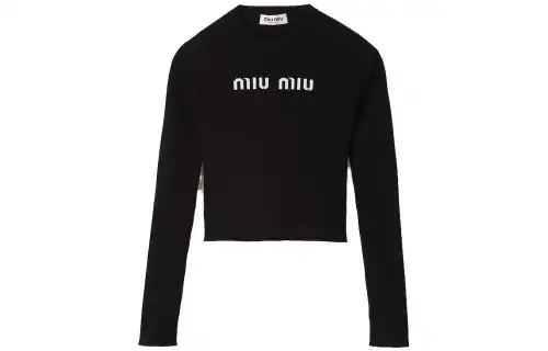 MIU MIU Knitwear Women's Black Crew Neck Moderate Other