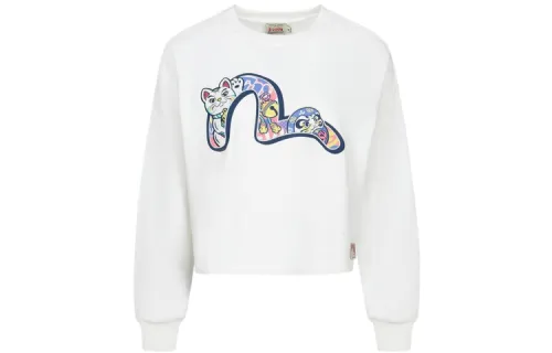 EVISU Sweatshirts Women's White Crew Neck Moderate Regular