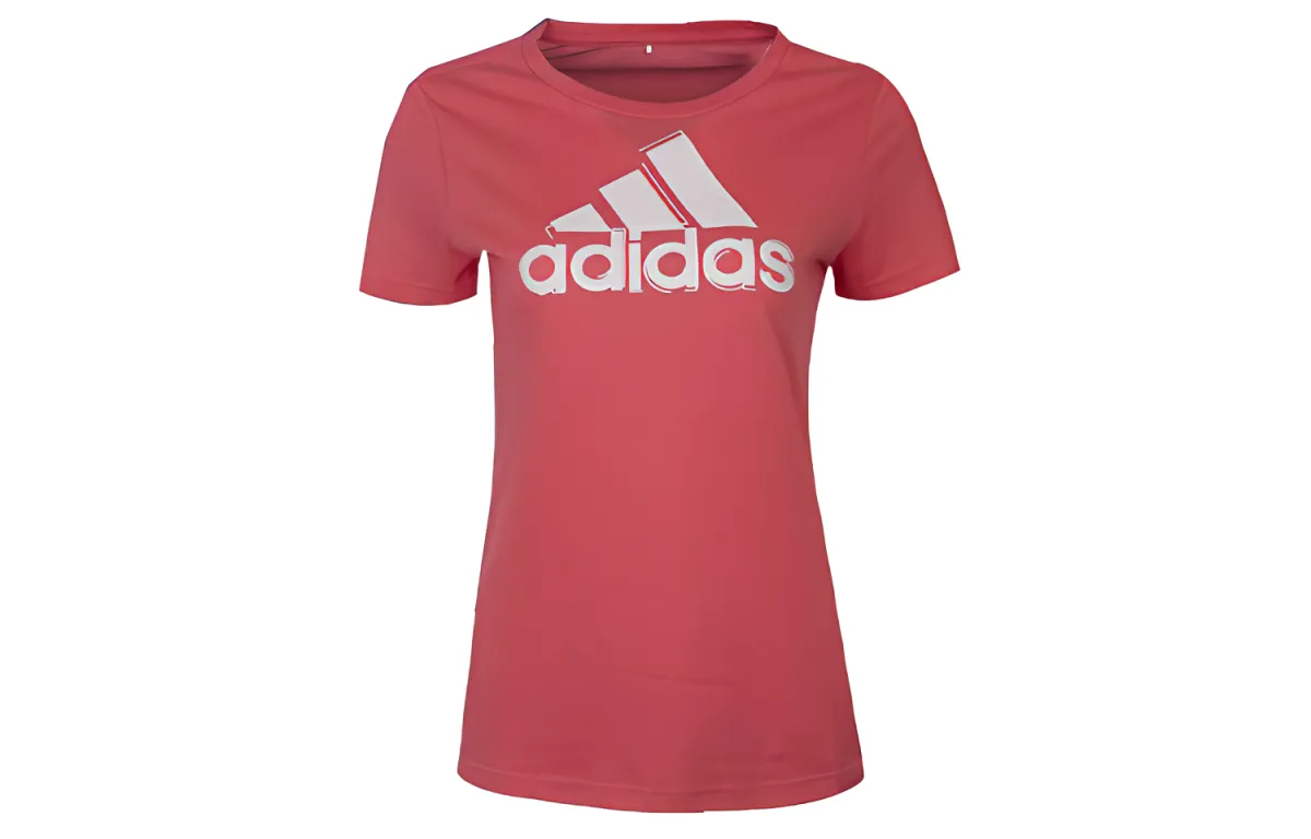 Adidas T-Shirts Women's Pink Crew Neck Moderate Straight Fit