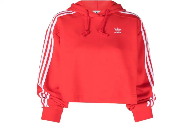 Adidas Originals Trefoil-detail cropped hoodie