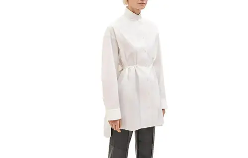 HERMES Shirts Women's White Stand Collar Moderate Other