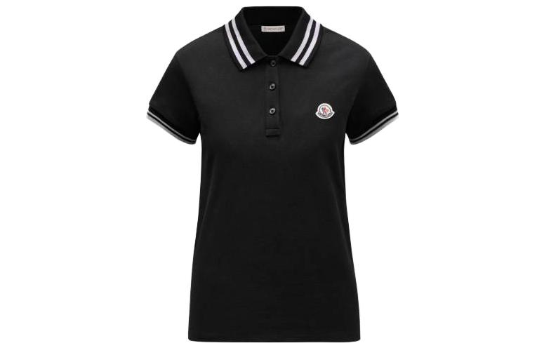 Женская футболка Moncler Polo Shirt (черная)