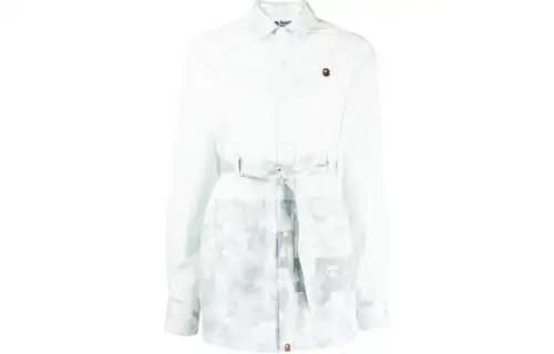 A BATHING APE Shirts Women's Light Gray Lapel Moderate Shirt