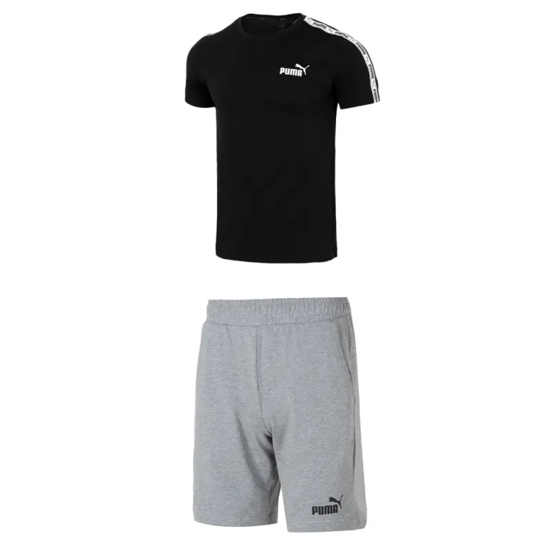 PUMA Casual Sportswear Men's Black+Gray Crew Neck Moderate