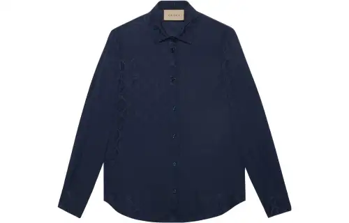 GUCCI Shirts Women's Blue Pointed Collar Moderate Other