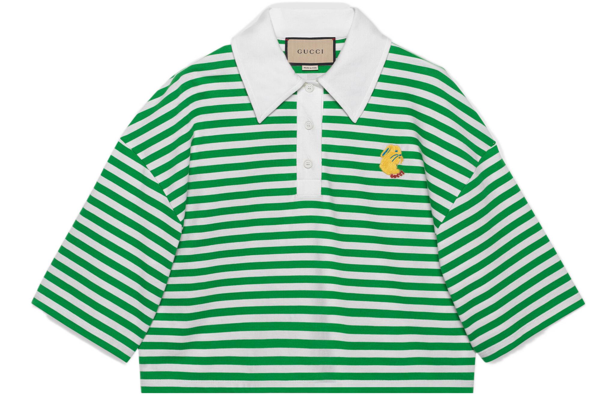 Женская футболка Gucci SS23 Logo Polo (зеленая)