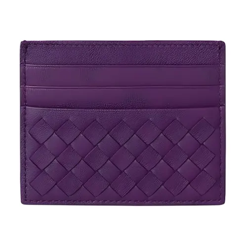 Bottega Veneta Fashion Sheepskin Card Holder Women's Purple