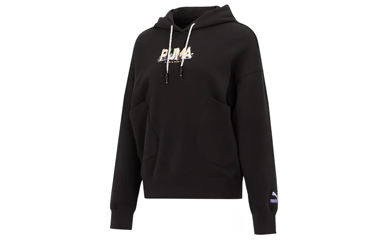 PUMA Sweatshirts Women's Black Hooded Moderate Regular