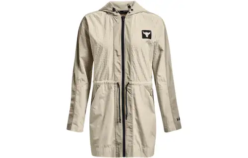 Under Armour Project Rock Jackets Women's Limestone White Hooded Moderate Straight Fit