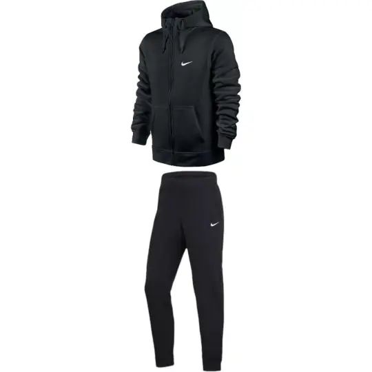 Nike Logo Print Thermal Jacket Embroidery Solid Color Fleece Lined Pants Casual Sportswear Men's Black