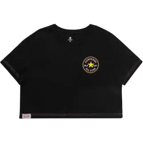 Converse T Shirts Women's Black Crew Neck Moderate Straight Fit