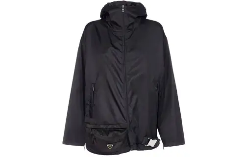 PRADA Jackets Women's Black Hooded Moderate Other
