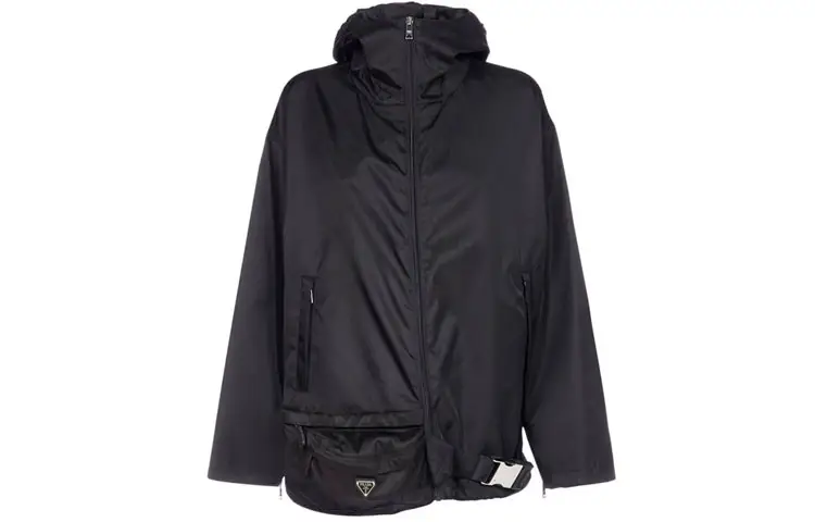 PRADA Jackets Women's Black Hooded Moderate Other