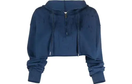 【Previous Season】paint splatter-effect cropped hoodie