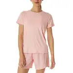 ASICS T Shirts Women's Pink Crew Neck Thin