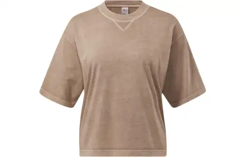 Reebok T Shirts Women's Khaki Crew Neck Moderate Straight Fit
