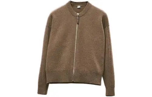 HERMES Cashmere Sweaters Women's Grass Green Crew Neck Moderate