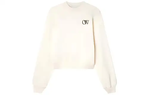 OFF WHITE OW Print Cotton Sweatshirt Cream White
