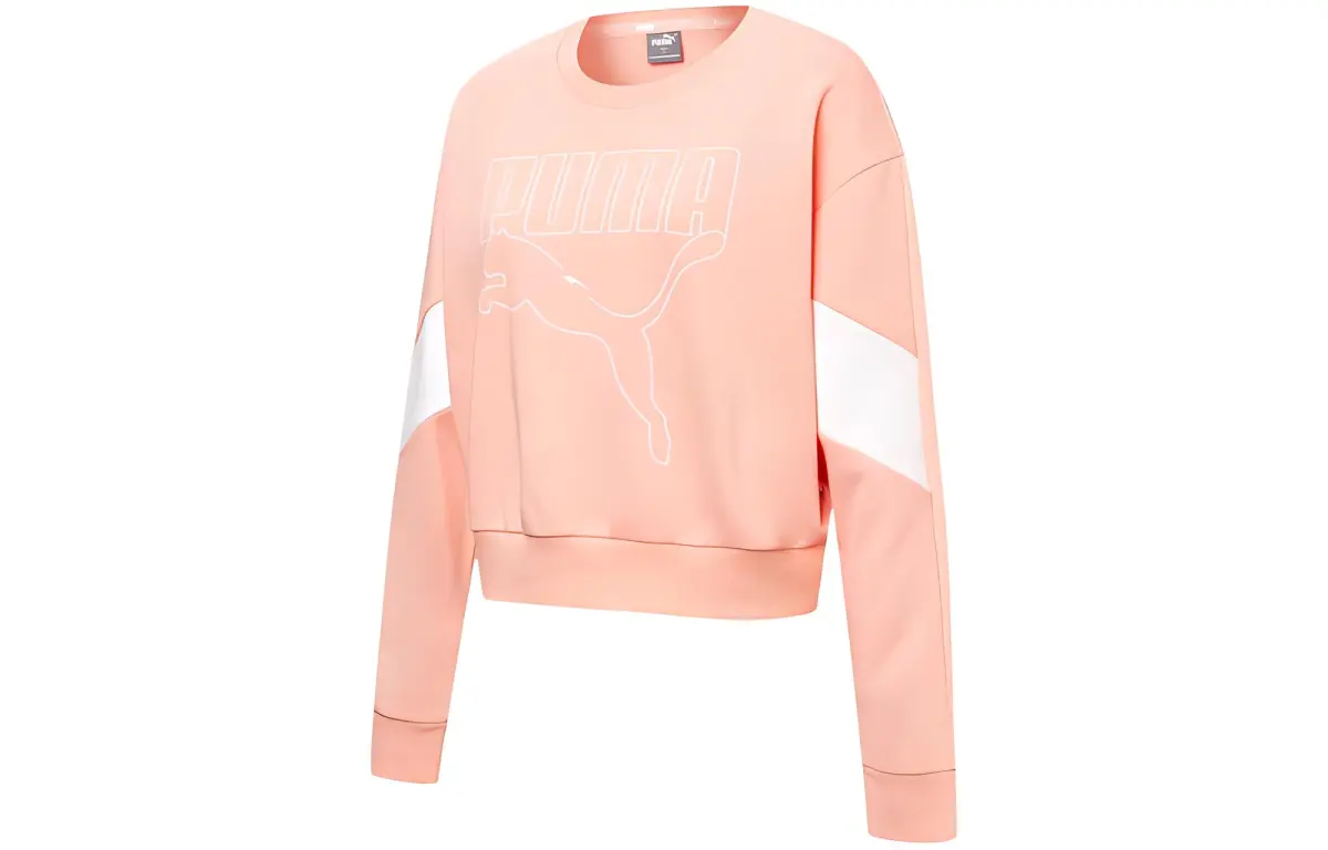 PUMA Sweatshirts Women's Pink Crew Neck Moderate Regular