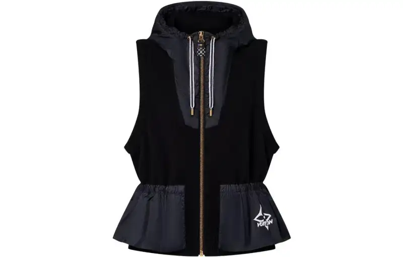 LOUIS VUITTON Nylon Insert Sleeveless Peplum Jacket