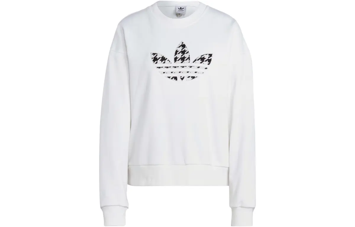 Adidas Originals Sweatshirts Women's White Crew Neck Moderate Straight Fit