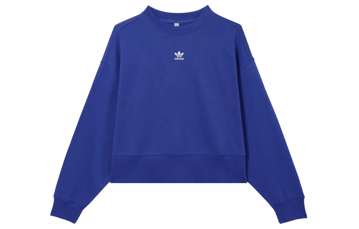 Adidas Originals Sweatshirts Women's Fluorescent Blue Crew Neck Moderate Regular