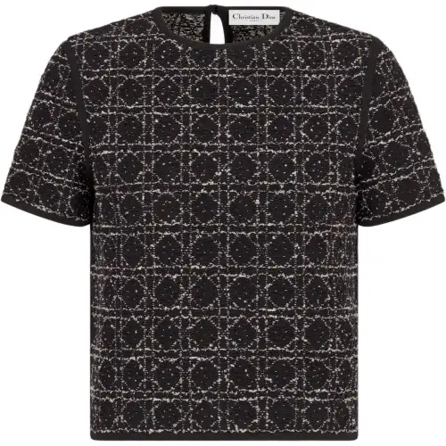 DIOR T Shirts Women's Black Crew Neck Moderate Straight Fit