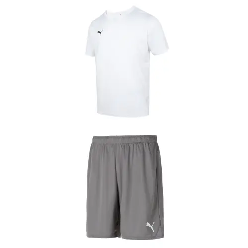 PUMA Casual Sportswear Men's White+Gray Crew Neck Moderate