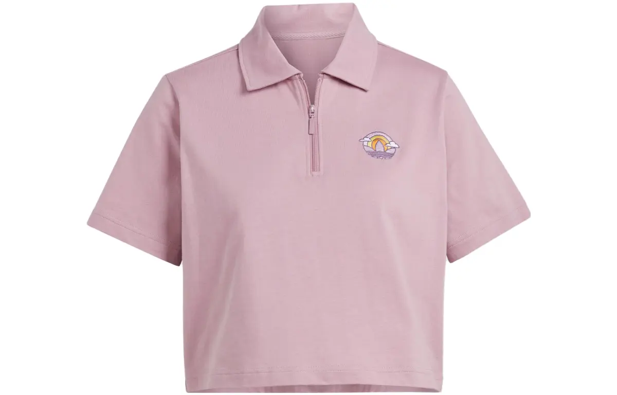 Adidas Originals Polo Shirts Women's Magical Purple Pink Polo Collar Moderate Straight Fit