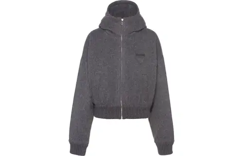 PRADA Jackets Women's Gray Stand Collar Moderate Other