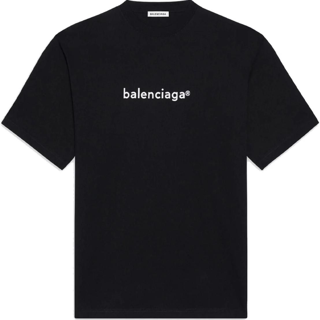 Женская футболка Balenciaga с буквенным принтом (черная)