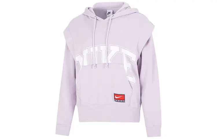 Nike Women'ss Letter Print Casual Hooded Sweatshirt Purple