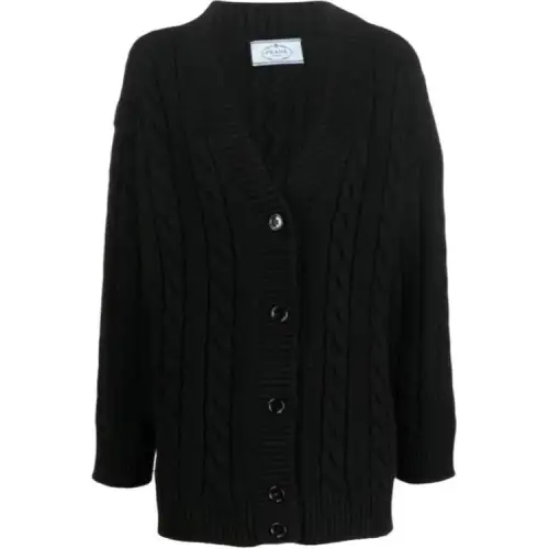 Prada Cable-Knit Button Up Cardigan