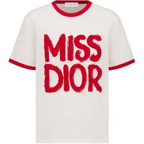 DIOR T Shirts Women's Red Crew Neck Moderate Straight Fit