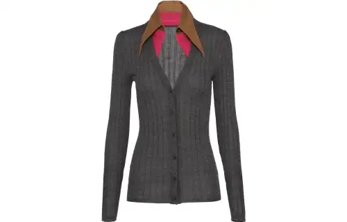 Prada collar-detail cashmere-silk cardigan