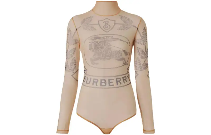 Burberry Bodysuits Women's Beige Turtleneck Straight Fit