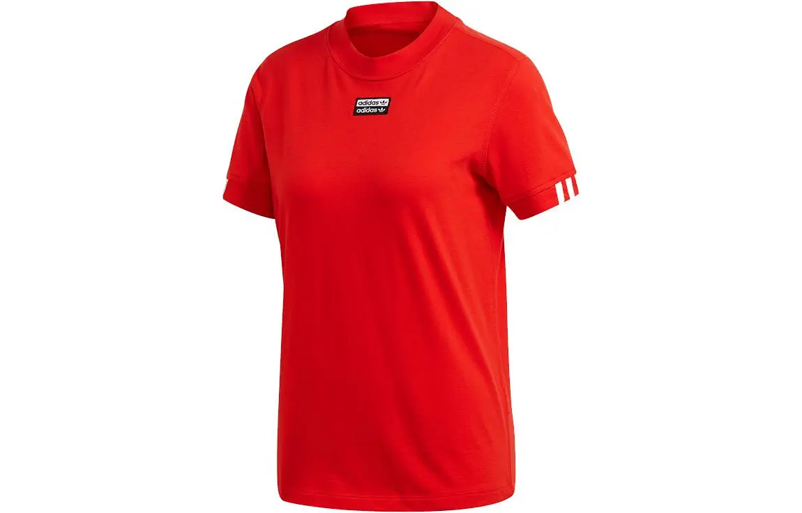Adidas T-Shirts Women's Red Crew Neck Moderate Straight Fit