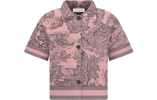 DIOR Shirts Women's Pink Pointed Collar Moderate Other