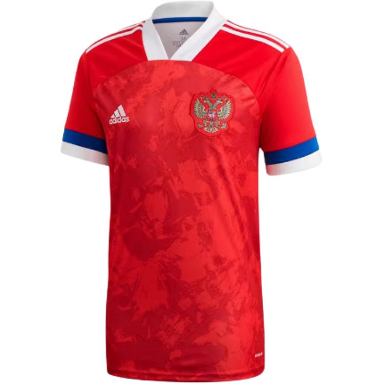 Adidas, fashionable comfortable football red football uniform, 2020, Russia, with short sleeve