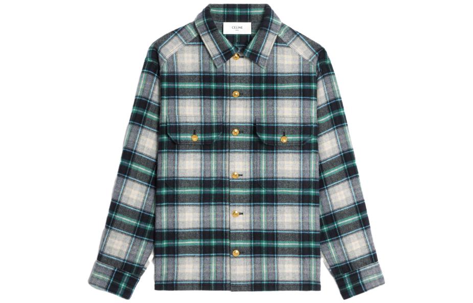 CELINE Shirts Women's Green Square Collar Other