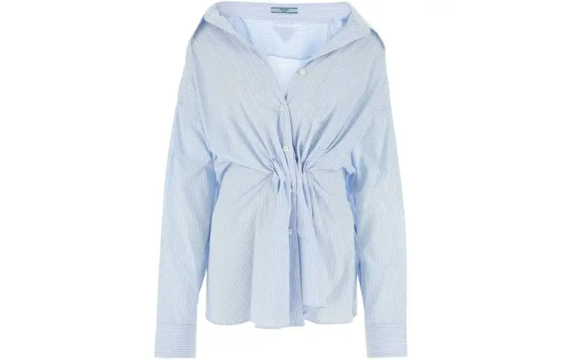 PRADA Shirts Women's Blue Lapel Moderate Other